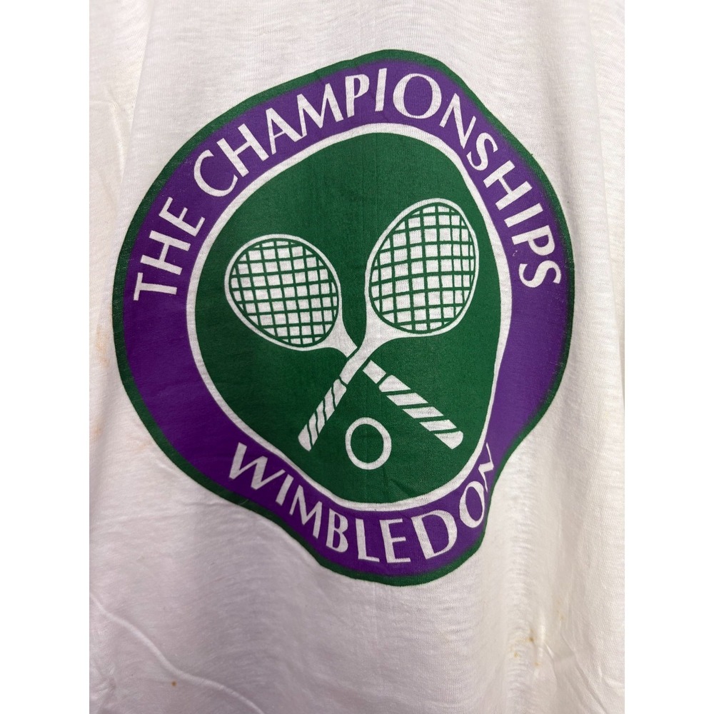 The Championships Wimbledon T-Shirt Mens White Crew Neck XL Vintage Beach Club